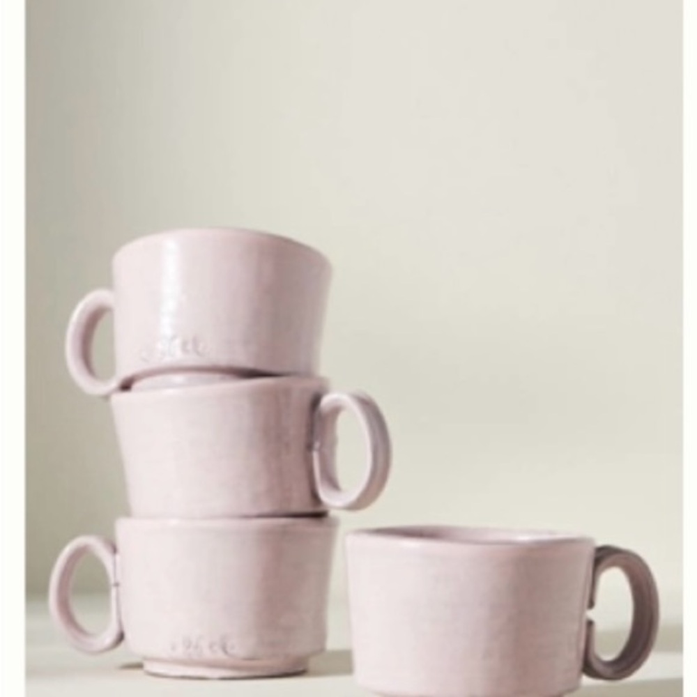 Pink Ceramic Mug Set (4) by Anthropologie